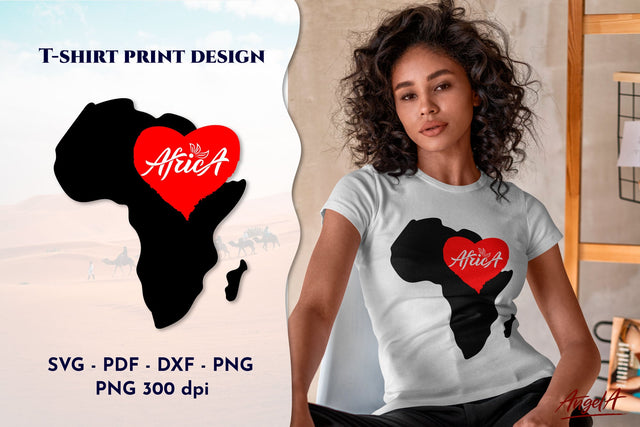 Africa map silhouette with red heart and logo. SVG SVG Angelina Semenova 