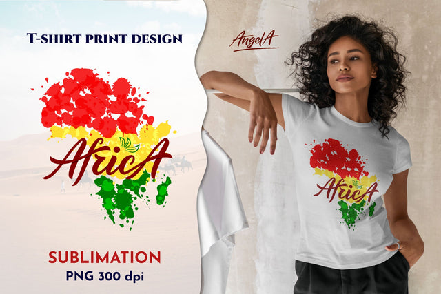 Africa silhouette. Watercolor splashes effect. Logo design SVG Angelina Semenova 