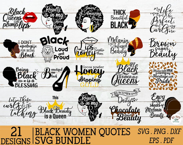 African American Black woman Quotes SVG Bundle SVG Redearth and gumtrees 