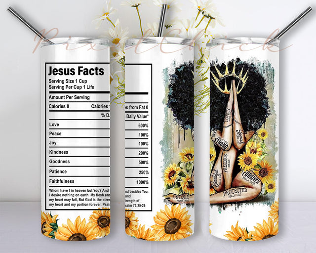 African American Girl Tumble Black Woman20oz Skinny Tumbler Sublimation Designs, Straight/Tapered Tumbler Design, PNG Digital Download Sublimation PixelChick 