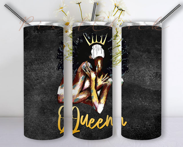 African American Tumbler Natural Girl Queen 20oz Skinny Tumbler Sublimation Designs, Straight/Tapered Tumbler Design, PNG Digital Download Sublimation PixelChick 