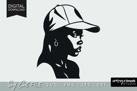 African American Woman in Cap SVG | Black Girl SVG Cut File SVG OrangeBrushStudio 