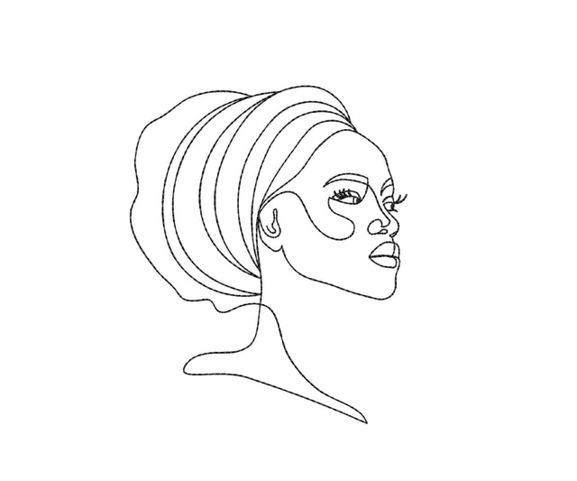 African American Woman Machine Embroidery Design, One Line Art Embroidery Design Embroidery/Applique DESIGNS Nino Nadaraia 
