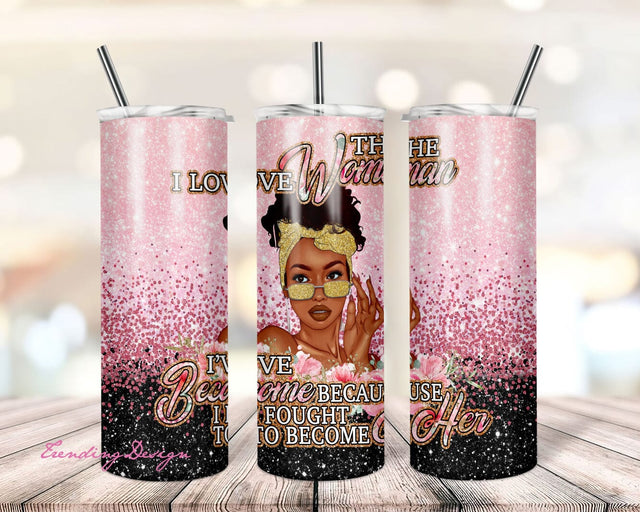 African American Women 20 Oz Tumbler Sublimation, Black Girl Bubble PNG Glitter Tumbler Wrap, Afro Girl Boss PNG Skinny Tumbler Printable Sublimation TrendingDesign 
