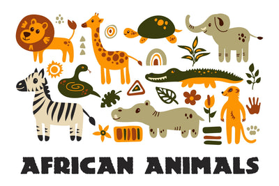 African Animals Clipart Sublimation Rin Green 