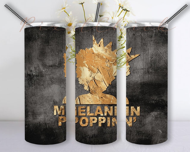 African Tumbler Melanin Poppin' Shades Stainless Steel Wine 20oz Skinny Tumbler Sublimation Designs, Straight/Tapered Tumbler Design, PNG Digital Download Sublimation PixelChick 