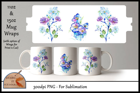 African Violets - Sublimation design | Mug Wrap | PNG file Sublimation Making it Personal 