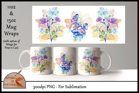 African Violets - Sublimation design | Mug Wrap | PNG file Sublimation Making it Personal 