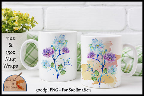 African Violets - Sublimation design | Mug Wrap | PNG file Sublimation Making it Personal 