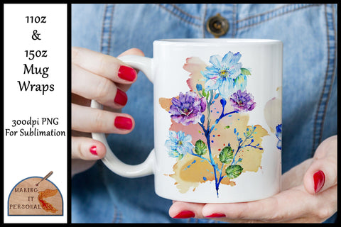 African Violets - Sublimation design | Mug Wrap | PNG file Sublimation Making it Personal 