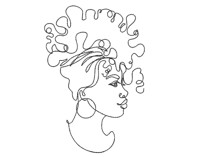 African Woman Embroidery Design, One Line Art Embroidery Design, 8 sizes Embroidery/Applique DESIGNS Nino Nadaraia 