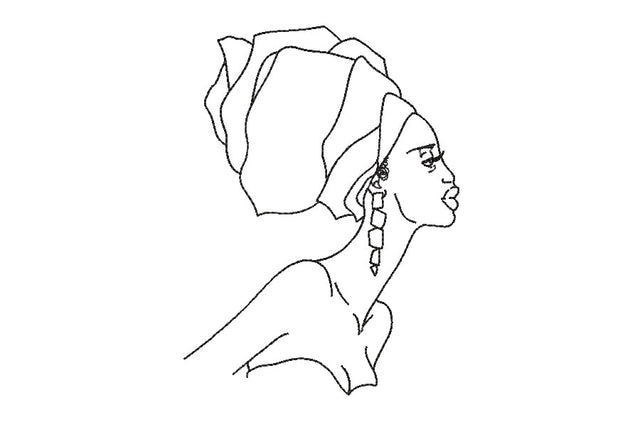 African woman face machine embroidery design , 4 sizes. Embroidery/Applique DESIGNS ArtEMByNatalia 
