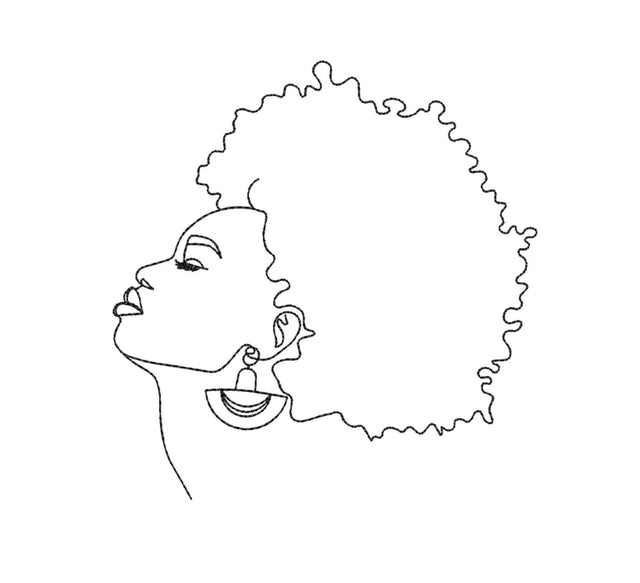 African Woman With An Earring Embroidery Design, One Line Art Embroidery Design, 5 sizes Embroidery/Applique DESIGNS Nino Nadaraia 