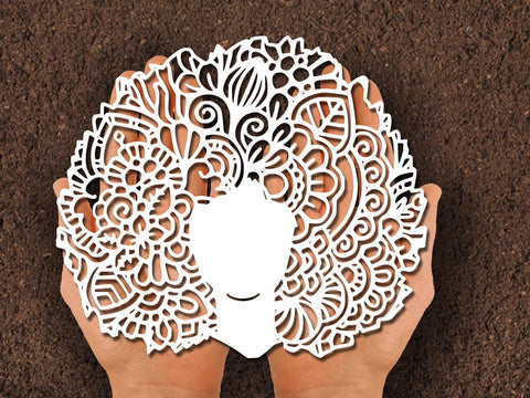 Afro African Girl Paper cut SVG Johan Ru designs 