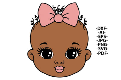 Afro Baby Svg, Black Baby Svg, Little Girl Svg, Pink Ribbon, Cute Kid, Sweet Black Svg, Svg Files for Cricut SVG 1uniqueminute 