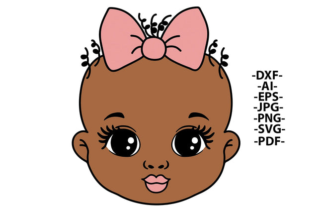 Afro Baby Svg, Black Baby Svg, Little Girl Svg, Pink Ribbon, Cute Kid, Sweet Black Svg, Svg Files for Cricut SVG 1uniqueminute 