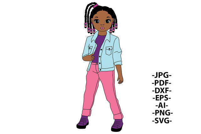 Afro Fashion Girl Svg, Cornrows Hairstyle, Cornrow Wig, Afro Girl Svg, Black Girl Svg, Pink lips, Cute Little Kid, Svg Cut Files SVG 1uniqueminute 