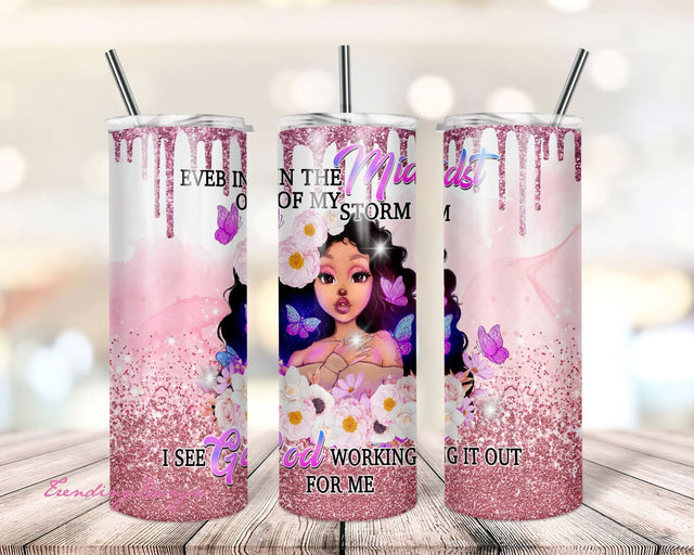Afro Girl Boss PNG 20 Oz Tumbler Sublimation, Melanin Queen PNG Glitter Tumbler Wrap, Black Girl Magic Straight Tumbler Printable PNG Files Sublimation TrendingDesign 