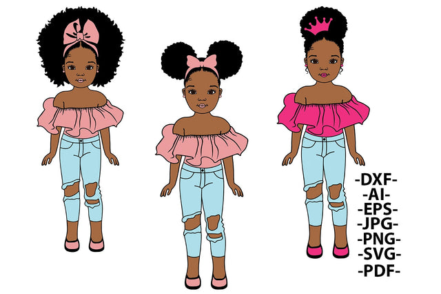 Afro Girl Bundle Svg, Pink, Modern And ashion, Afro Baby Girl Svg, Melanin Svg, Crown, African American, Svg Cut Files SVG 1uniqueminute 