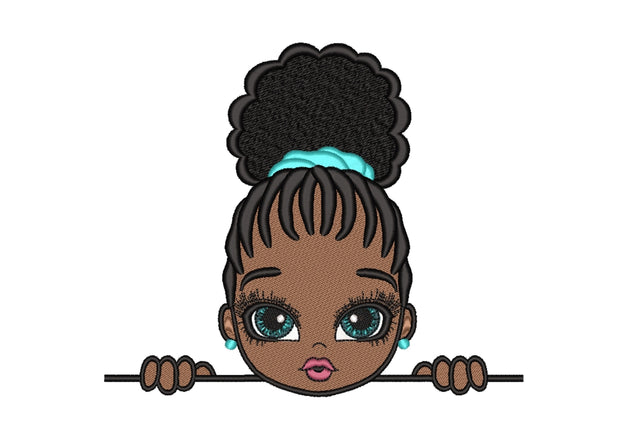 Afro Girl Puff Embroidery Design, 5 sizes Embroidery/Applique DESIGNS Nino Nadaraia 