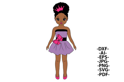 Afro Girl Svg, Black Girl Svg, Fashion Girl, Crown Svg, Princess Svg, Super Cute, Sweet Svg, Puff Hair, Pink lips, Cute Girl Svg Cut Files SVG 1uniqueminute 