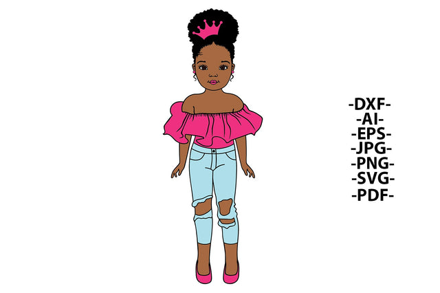 Afro Girl Svg, Black Girl Svg, Fashion Girl, Crown Svg, Super Cute, Sweet Svg, Puff Hair, Pink lips, Cute Girl Svg Cut Files SVG 1uniqueminute 