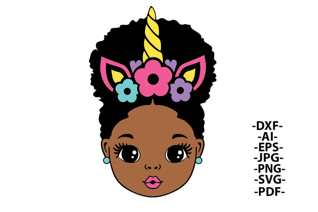 Afro Girl Svg, Black Girl, Unicorn Svg, Birthday Suprise, Crown Svg, Puff Hair, African Goddess Svg, Black Female Svg, Afro Woman Svg, Glamour Female SVG 1uniqueminute 