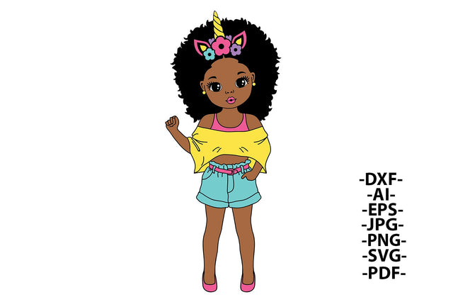 Afro Girl Svg, Black Girl, Unicorn Svg, Birthday Suprise, Puff Hair, African Goddess Svg, Black Female Svg, Afro Woman Svg, Glamour Female SVG 1uniqueminute 