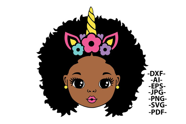 Afro Girl Svg, Black Girl, Unicorn Svg, Birthday Suprise, Puff Hair, African Goddess Svg, Black Female Svg, Afro Woman Svg, Glamour Female SVG 1uniqueminute 