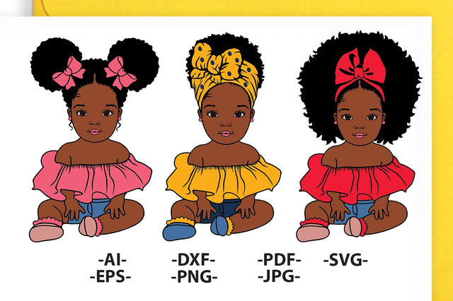 Afro Girl Svg, Bundle Svg, Afro baby girl Svg, Black Girl Bundle Svg, Melanin Svg, Turban Head Wrap, African American, Black Girl Magic, Svg Cut Files SVG 1uniqueminute 