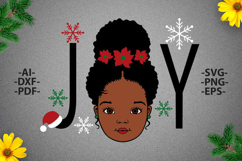 Afro Girl Svg, Christmas Joy Svg, Black girl svg, Girl head Svg, Christmas tshirt SVG, Christmas Clipart, Svg Cut Files SVG 1uniqueminute 