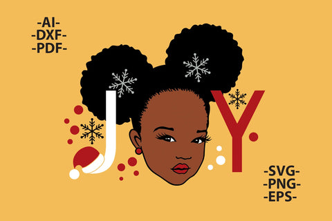Afro Girl Svg, Christmas Joy Svg, Black girl svg, Girl head Svg, Christmas tshirt SVG, Christmas Clipart, Svg Cut Files SVG 1uniqueminute 