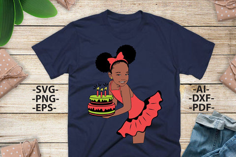 Afro Girl Svg, Cute girl Svg, Birthday girl svg, Afro Puff Hair Svg, Black Girl Svg, Happy birthday svg, Gift for mom, Svg Cut files SVG 1uniqueminute 