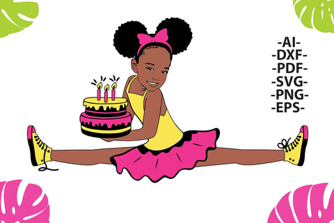 Afro Girl Svg, Cute girl Svg, Birthday girl svg, Afro Puff Hair Svg, Black Girl Svg, Happy birthday svg, Gift for mom, Svg Cut files SVG 1uniqueminute 