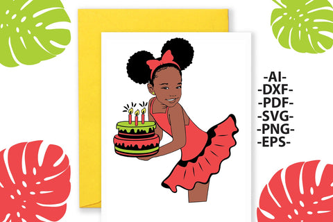 Afro Girl Svg, Cute girl Svg, Birthday girl svg, Afro Puff Hair Svg, Black Girl Svg, Happy birthday svg, Gift for mom, Svg Cut files SVG 1uniqueminute 