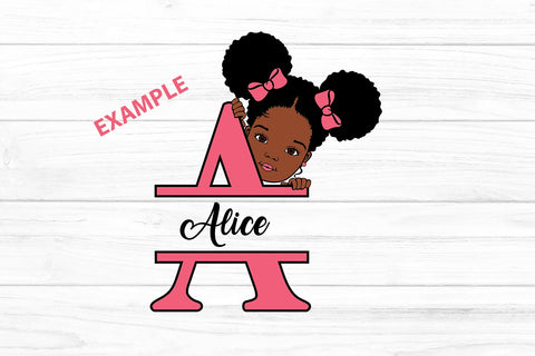 Afro Girl Svg Letter A, Alphabet Name Svg, Peeking girl Svg, Split alphabet Svg, Split letter Svg, Monogram name Svg, Black African Svg SVG 1uniqueminute 