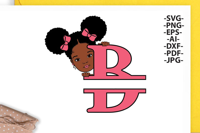 Afro Girl Svg Letter B, Alphabet Name Svg, Peeking girl Svg, Split alphabet Svg, Split letter Svg, Monogram name Svg, Black African Svg SVG 1uniqueminute 