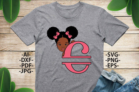 Afro Girl Svg Letter C, Alphabet Name Svg, Peeking girl Svg, Split alphabet Svg, Split letter Svg, Monogram name Svg, Black African Svg SVG 1uniqueminute 