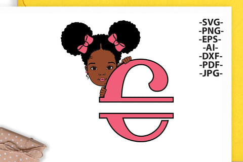 Afro Girl Svg Letter C, Alphabet Name Svg, Peeking girl Svg, Split alphabet Svg, Split letter Svg, Monogram name Svg, Black African Svg SVG 1uniqueminute 