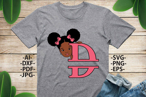 Afro Girl Svg Letter D, Alphabet Name Svg, Peeking girl Svg, Split alphabet Svg, Split letter Svg, Monogram name Svg, Black African Svg SVG 1uniqueminute 