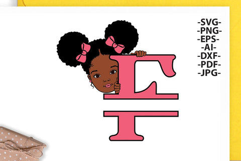 Afro Girl Svg Letter F, Alphabet Name Svg, Peeking girl Svg, Split alphabet Svg, Split letter Svg, Monogram name Svg, Black African Svg SVG 1uniqueminute 