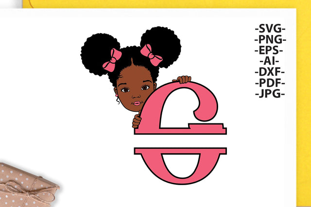 Afro Girl Svg Letter G, Alphabet Name Svg, Peeking girl Svg, Split alphabet Svg, Split letter Svg, Monogram name Svg, Black African Svg SVG 1uniqueminute 