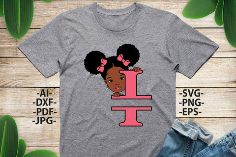 Afro Girl Svg Letter I, Alphabet Name Svg, Peeking girl Svg, Split alphabet Svg, Split letter Svg, Monogram name Svg, Black African Svg SVG 1uniqueminute 