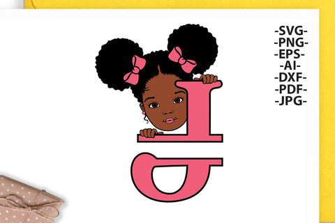 Afro Girl Svg Letter J, Alphabet Name Svg, Peeking girl Svg, Split alphabet Svg, Split letter Svg, Monogram name Svg, Black African Svg SVG 1uniqueminute 