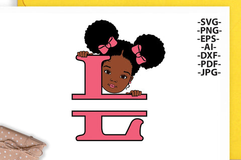 Afro Girl Svg Letter L, Alphabet Name Svg, Peeking girl Svg, Split alphabet Svg, Split letter Svg, Monogram name Svg, Black African Svg SVG 1uniqueminute 