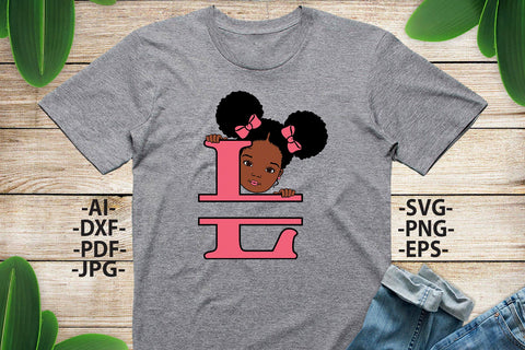 Afro Girl Svg Letter L, Alphabet Name Svg, Peeking girl Svg, Split alphabet Svg, Split letter Svg, Monogram name Svg, Black African Svg SVG 1uniqueminute 