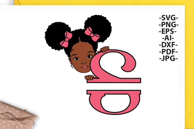 Afro Girl Svg Letter S, Alphabet Name Svg, Peeking girl Svg, Split alphabet Svg, Split letter Svg, Monogram name Svg, Black African Svg SVG 1uniqueminute 