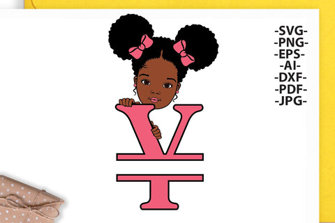 Afro Girl Svg Letter Y, Alphabet Name Svg, Peeking girl Svg, Split alphabet Svg, Split letter Svg, Monogram name Svg, Black African Svg SVG 1uniqueminute 