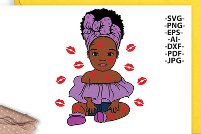 Afro Girl Svg, Turban Head Wrap, Black Princess Svg, Kisses, Afro Baby Girl Svg, Afro Puff Svg, Black History, Black Magic Girl, Svg Files SVG 1uniqueminute 