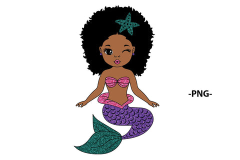Afro Mermaid Svg, Black Mermaid Svg, Ocean Girl, Black Woman Clipart, Afro Woman Svg, Glamour Female SVG 1uniqueminute 